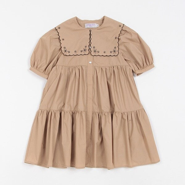 セーラー刺しゅう衿ティアードワンピース