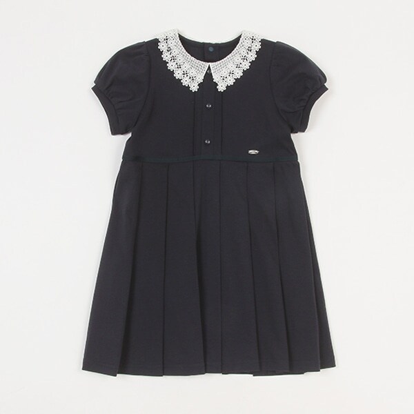 衿レース半袖カットワンピース