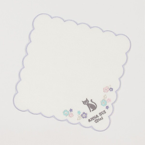 ネコ&花起毛パイルハンカチ