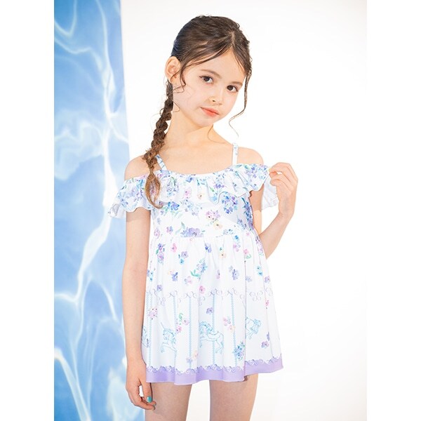 【SWIM】ユニコーン花柄ワンピース水着