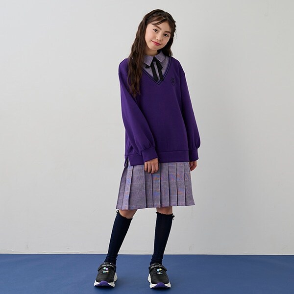 グレンチェックレイヤード風ワンピース