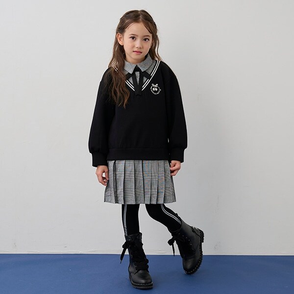 グレンチェックレイヤード風ワンピース