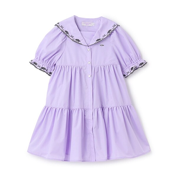 セーラーカラーティアードワンピース