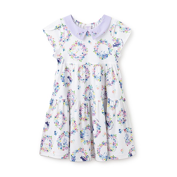 フラワーリース柄カットソーワンピース