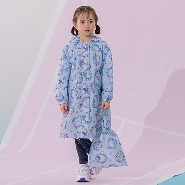 フラワーリース柄レインコート