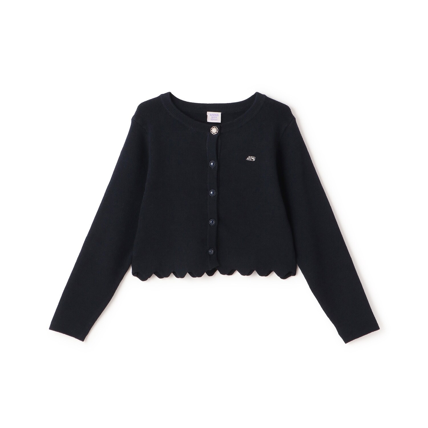 裾スカラップカーディガン