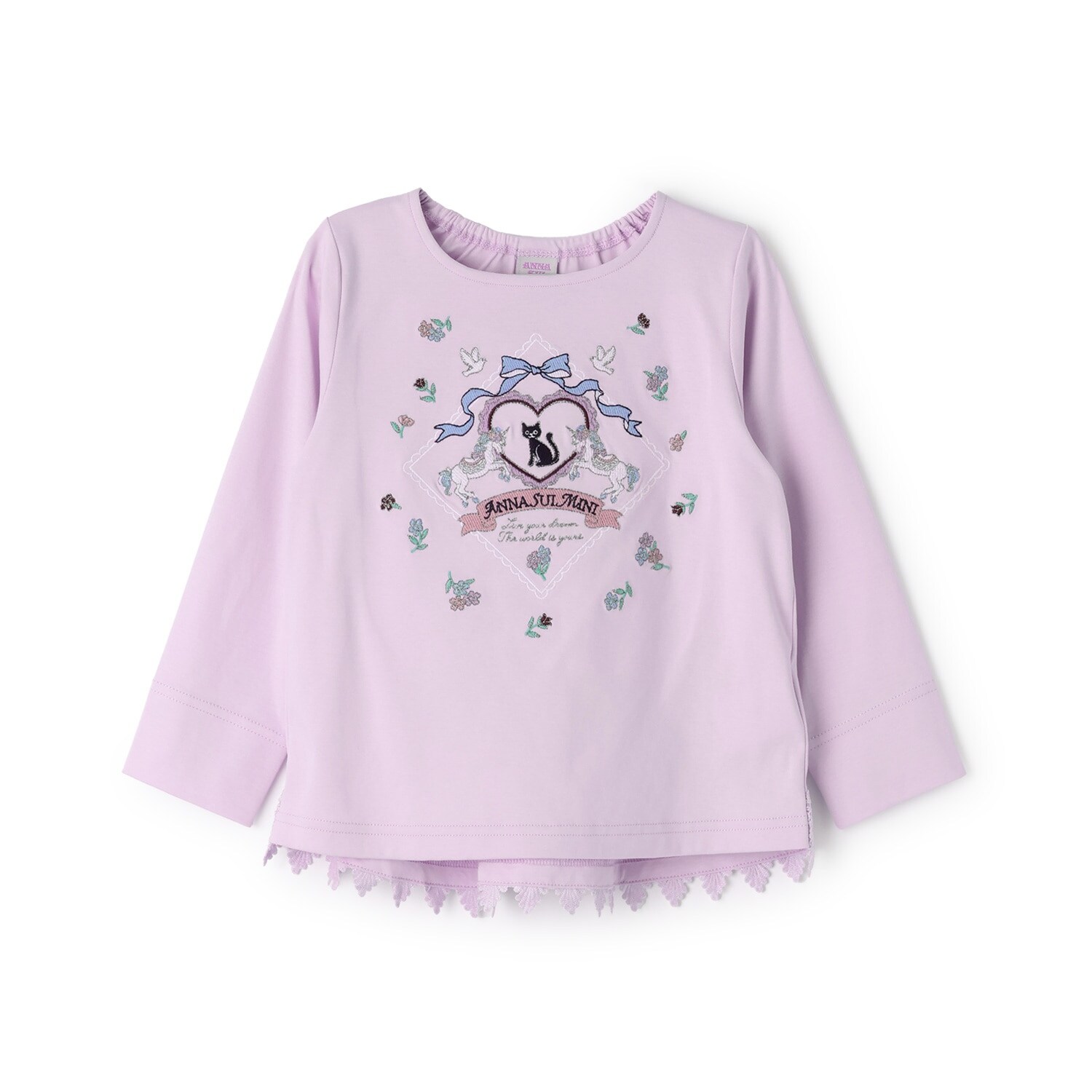 ネコドリーミー刺しゅう長袖Tシャツ