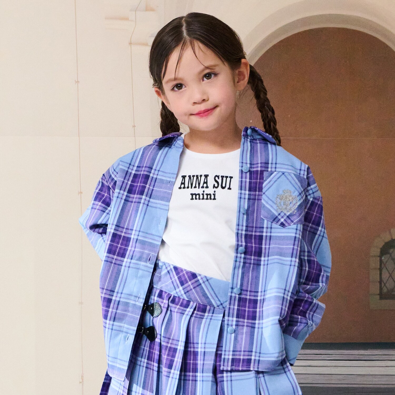 チェックシャツ＋長袖Tシャツ