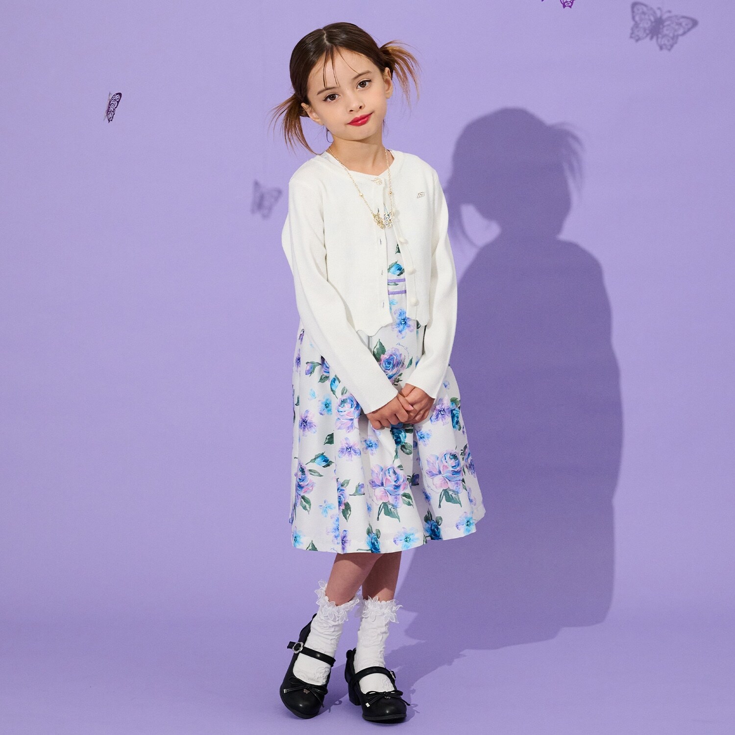 Rose Sketch柄布帛ワンピース