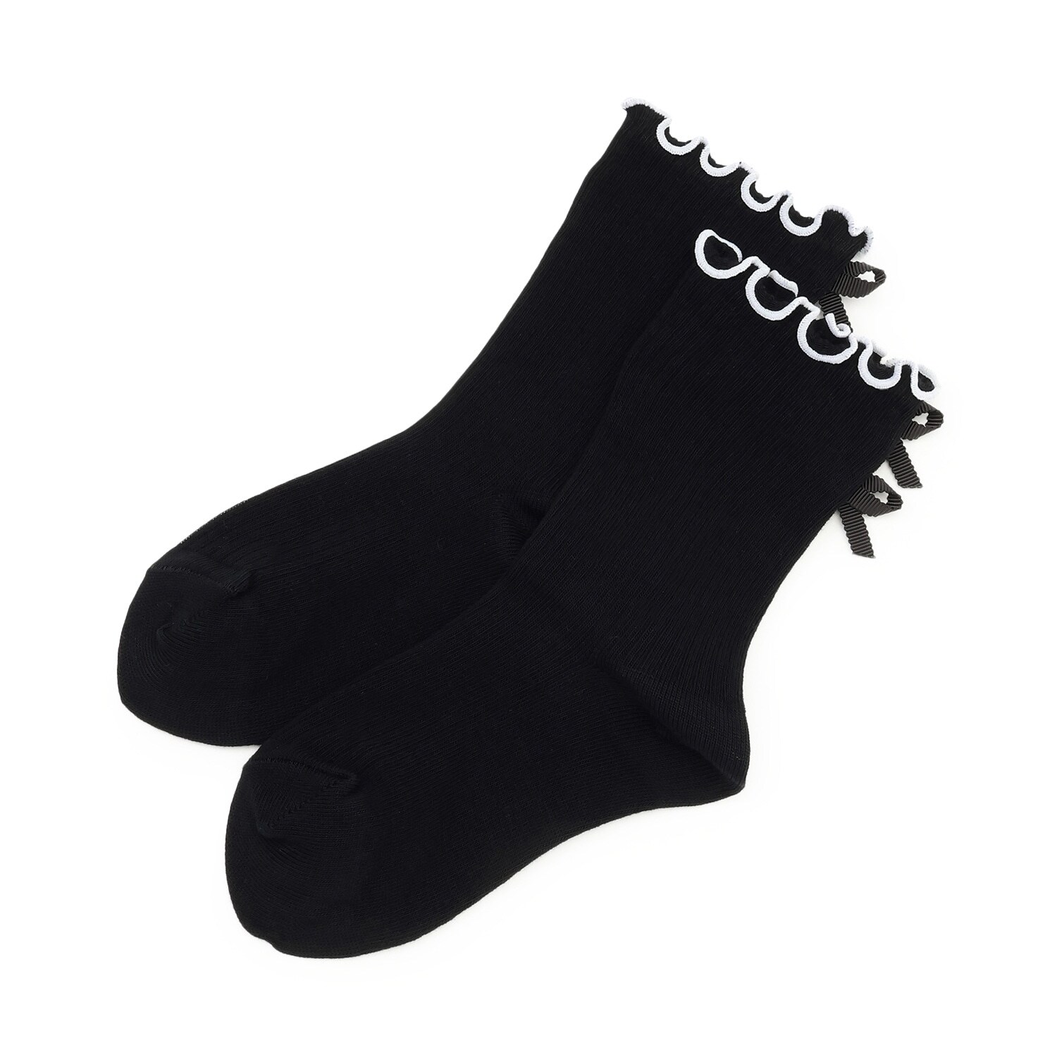 後リボンメロウロッククルーソックス