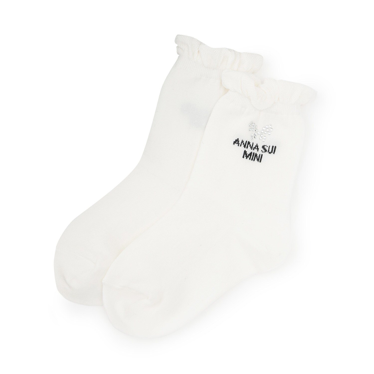 ラインストーンチョウクルーソックス