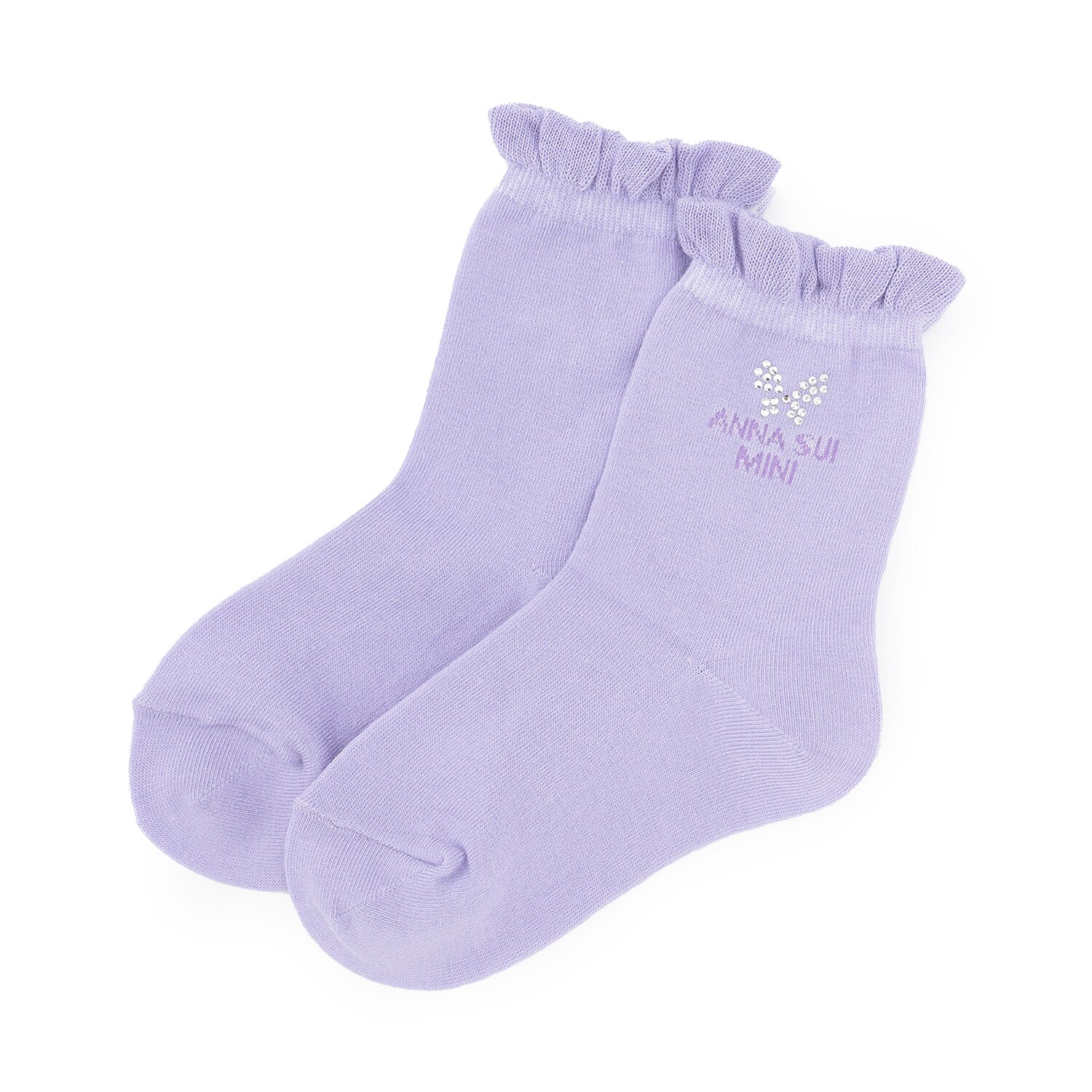 ラインストーンチョウクルーソックス