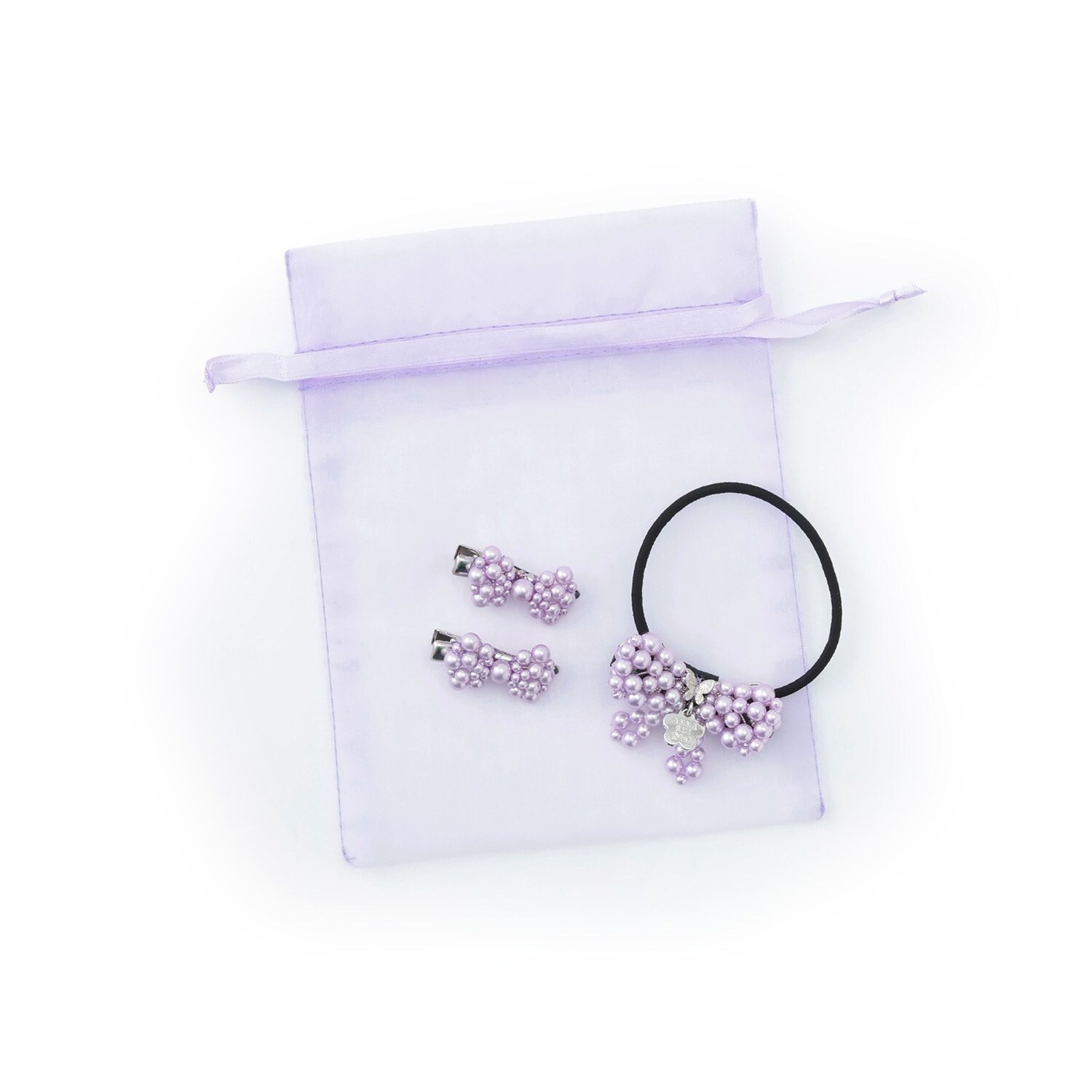 【GIFT 巾着つき】パールリボンヘアアクセサリーSET