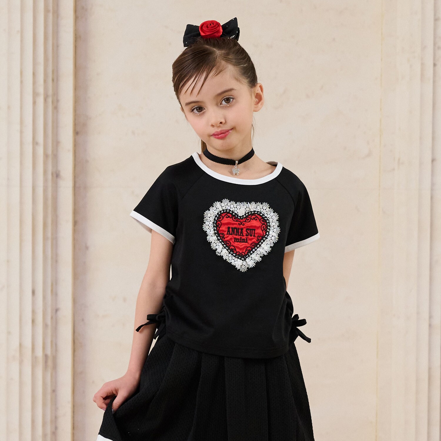 華奢見えハートTシャツ