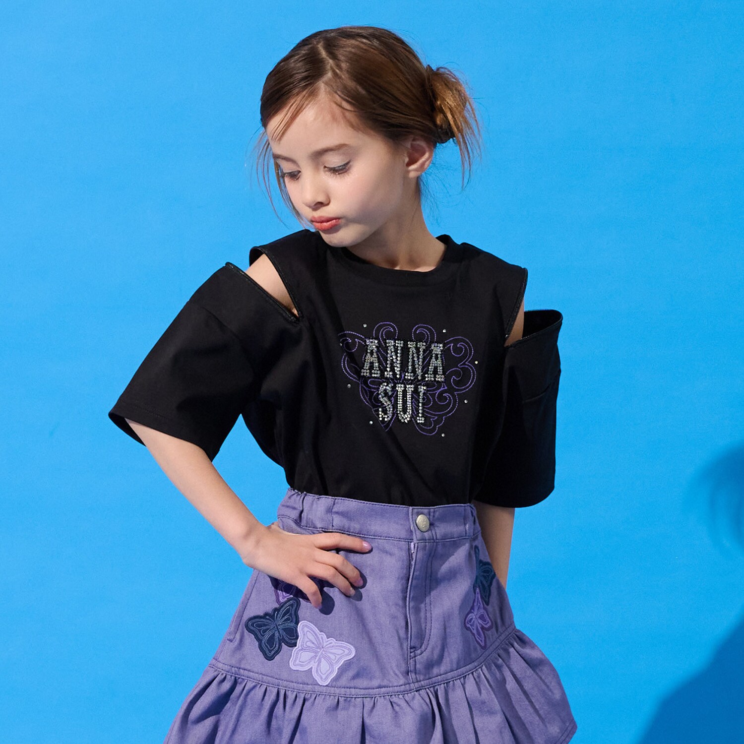 【親子リンク】ラインストーンロゴTシャツ