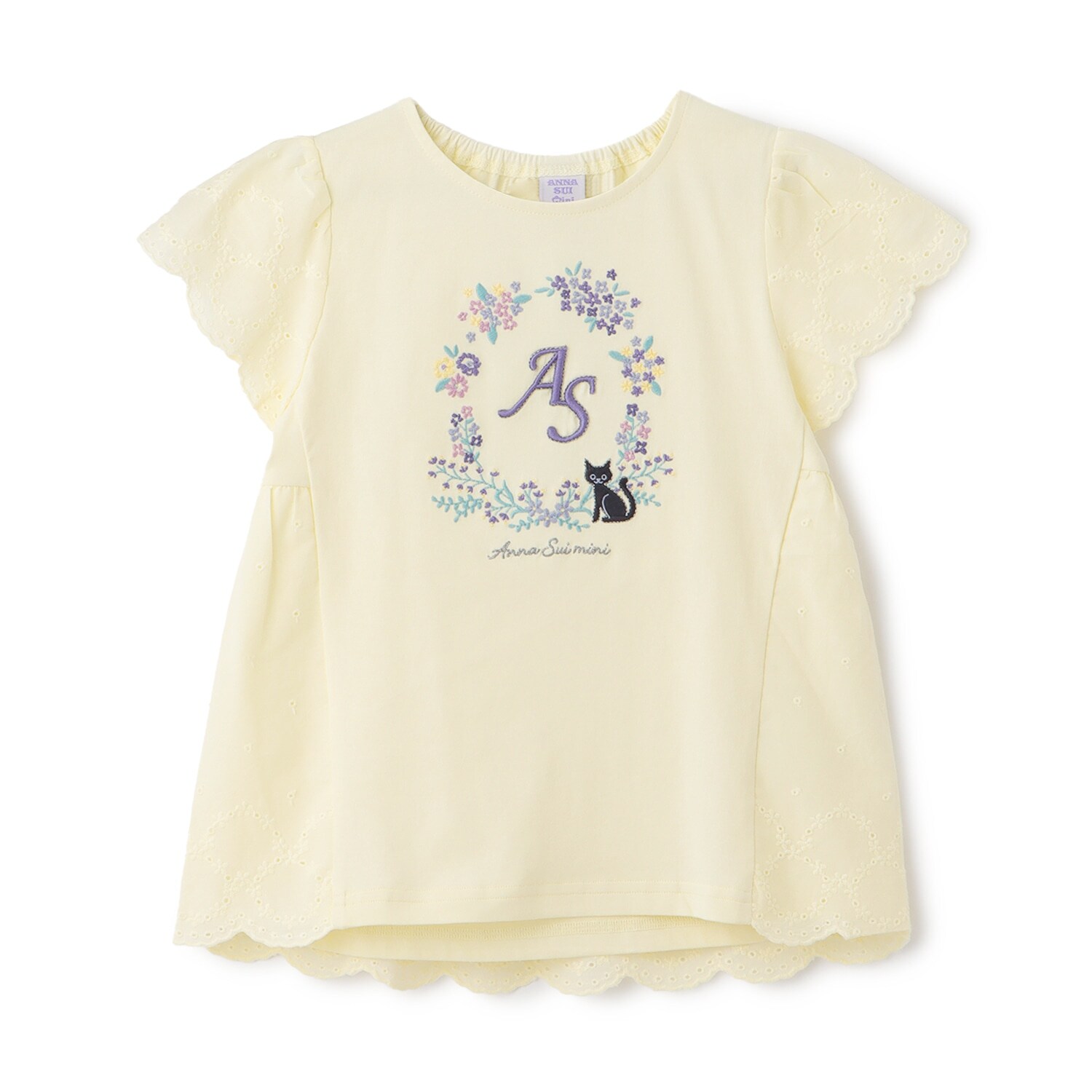 【人気商品再入荷】【直営店で取り扱い無し】花リースネコ刺しゅうTシャツ