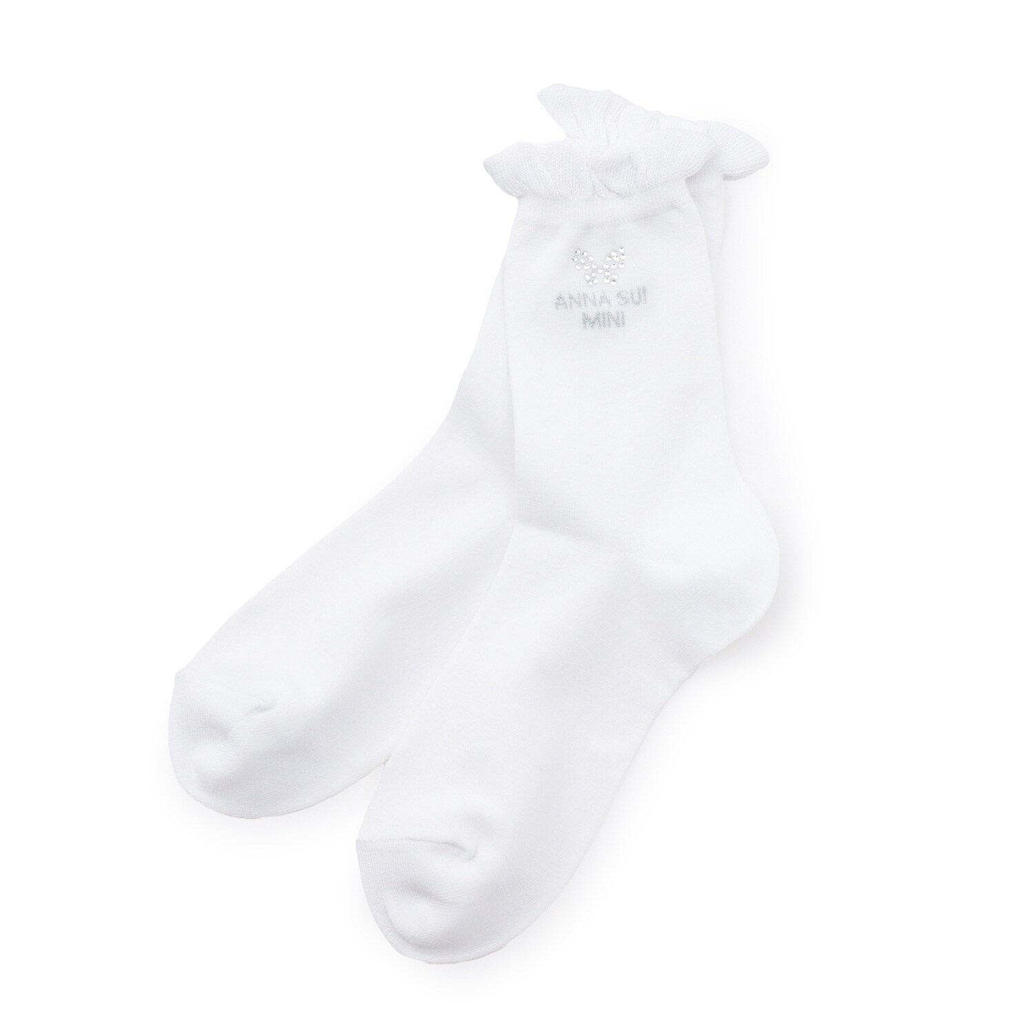 ラインストーンチョウクルーソックス