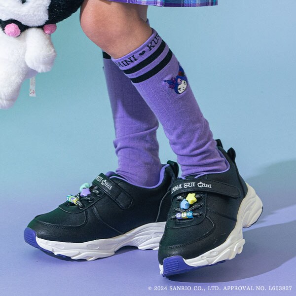 【KUROMI】ワンポイント刺しゅうハイソックス【日本製】