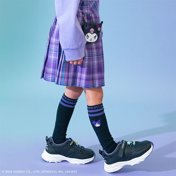 【KUROMI】ワンポイント刺しゅうハイソックス【日本製】