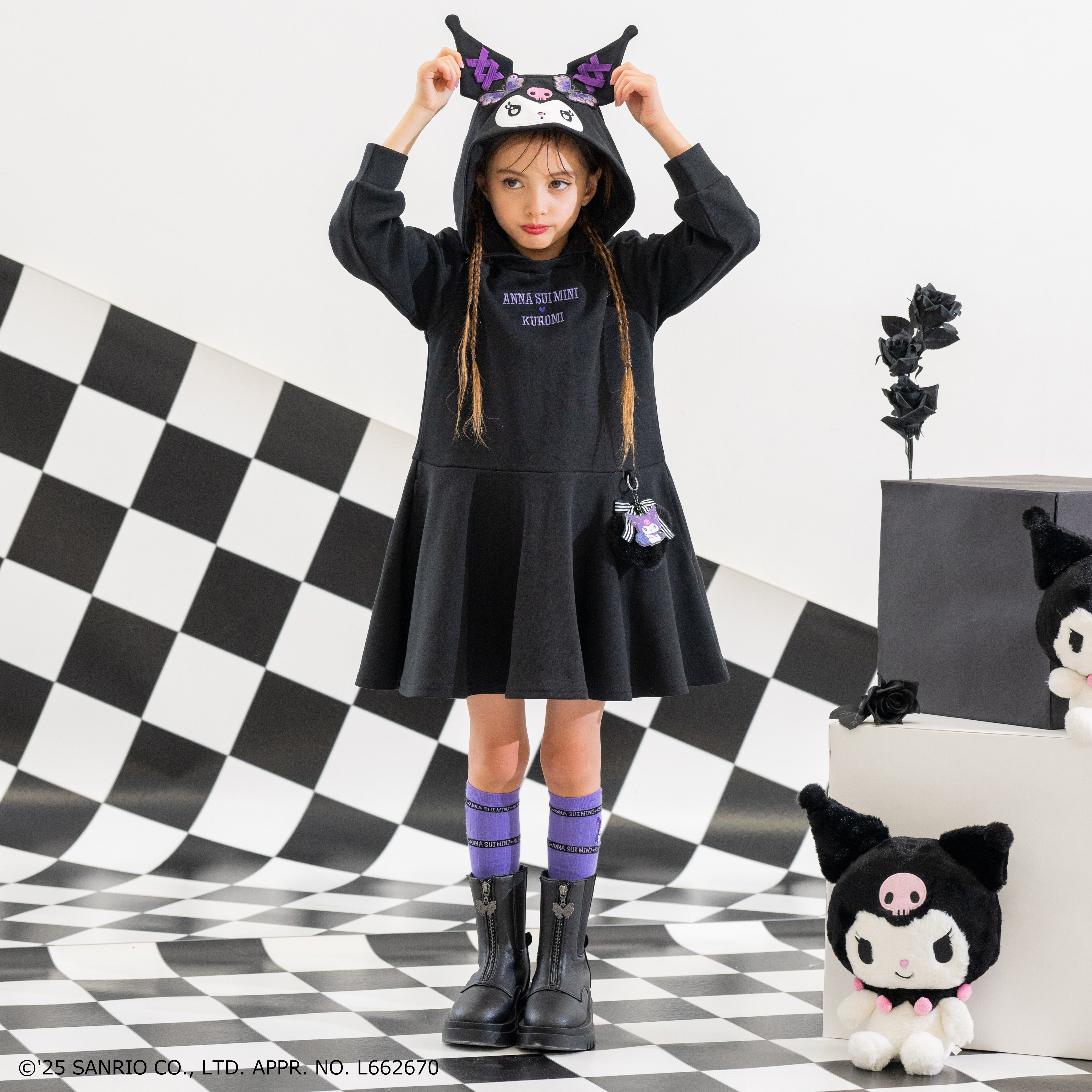 【KUROMI】ファーチャームつきワンピース