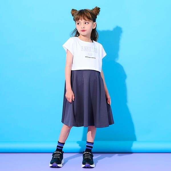 ラインストーンロゴTシャツ＋ワンピースセット