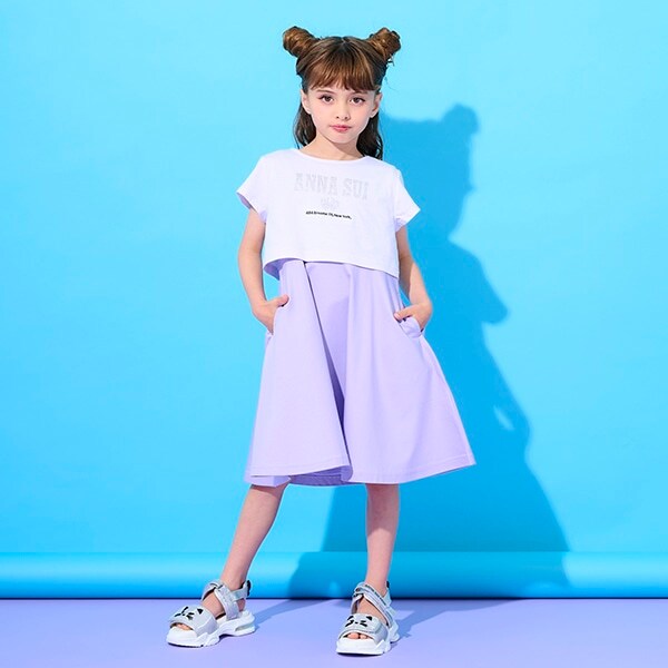 ラインストーンロゴTシャツ＋ワンピースセット