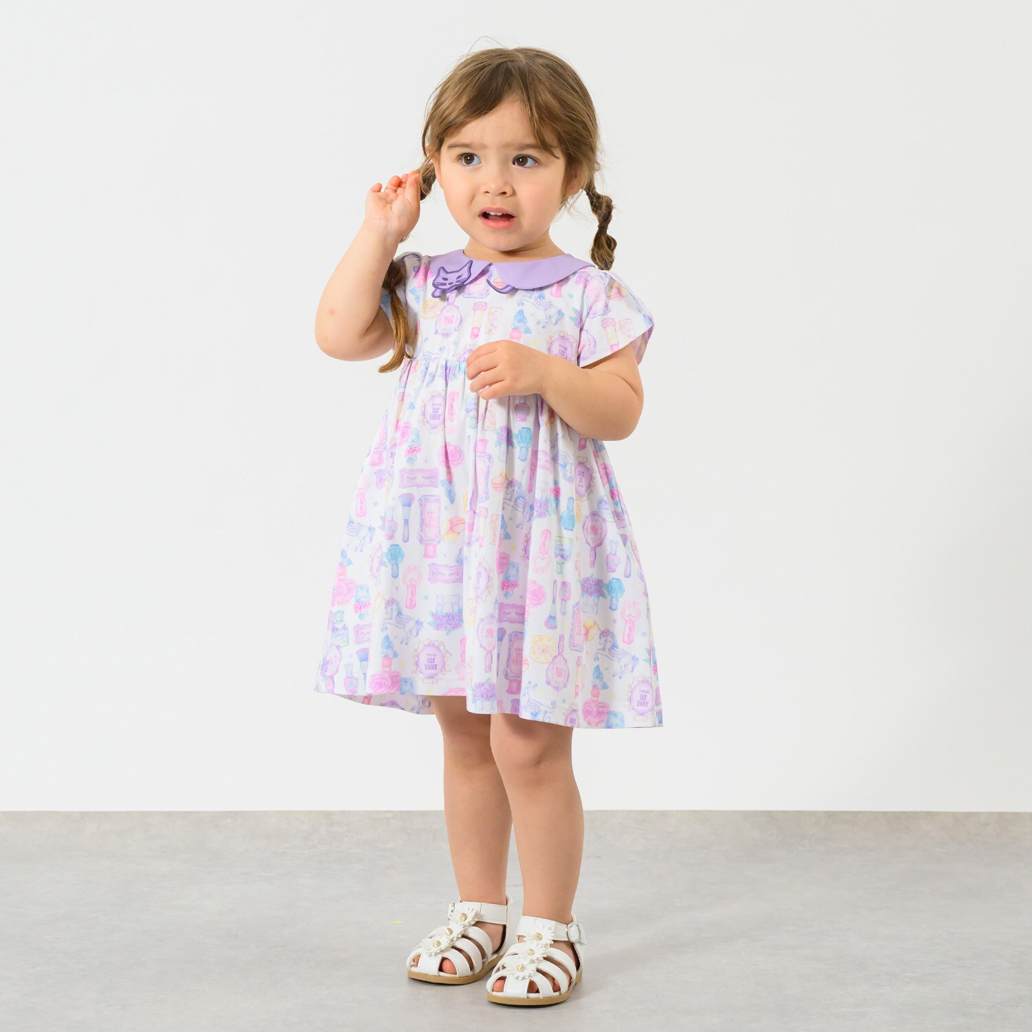 ネコ衿総柄カットワンピース