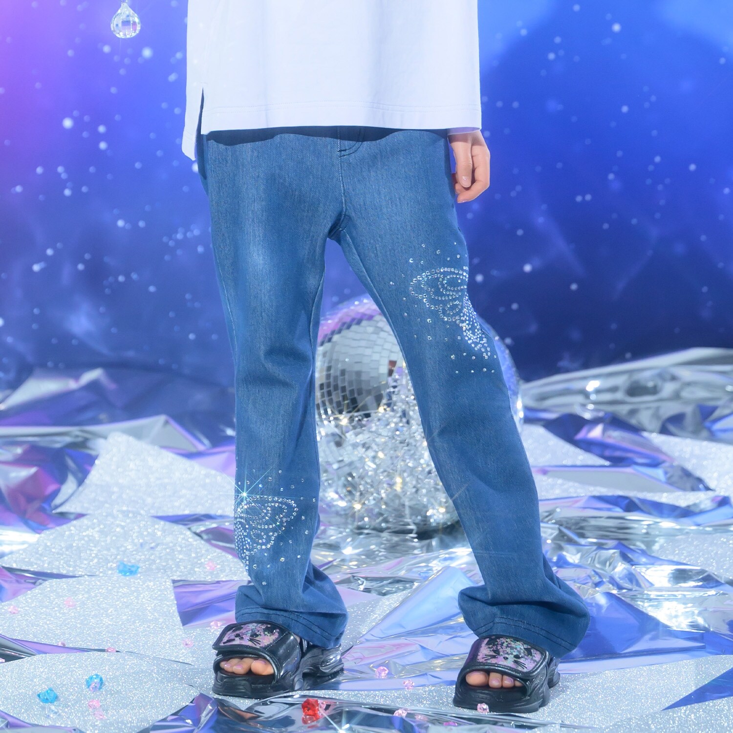 スタイルアップ☆ラインストーン フレアパンツ