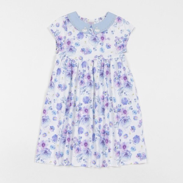 【人気商品再入荷】【直営店で取り扱い無し】スワン花総柄カットワンピース