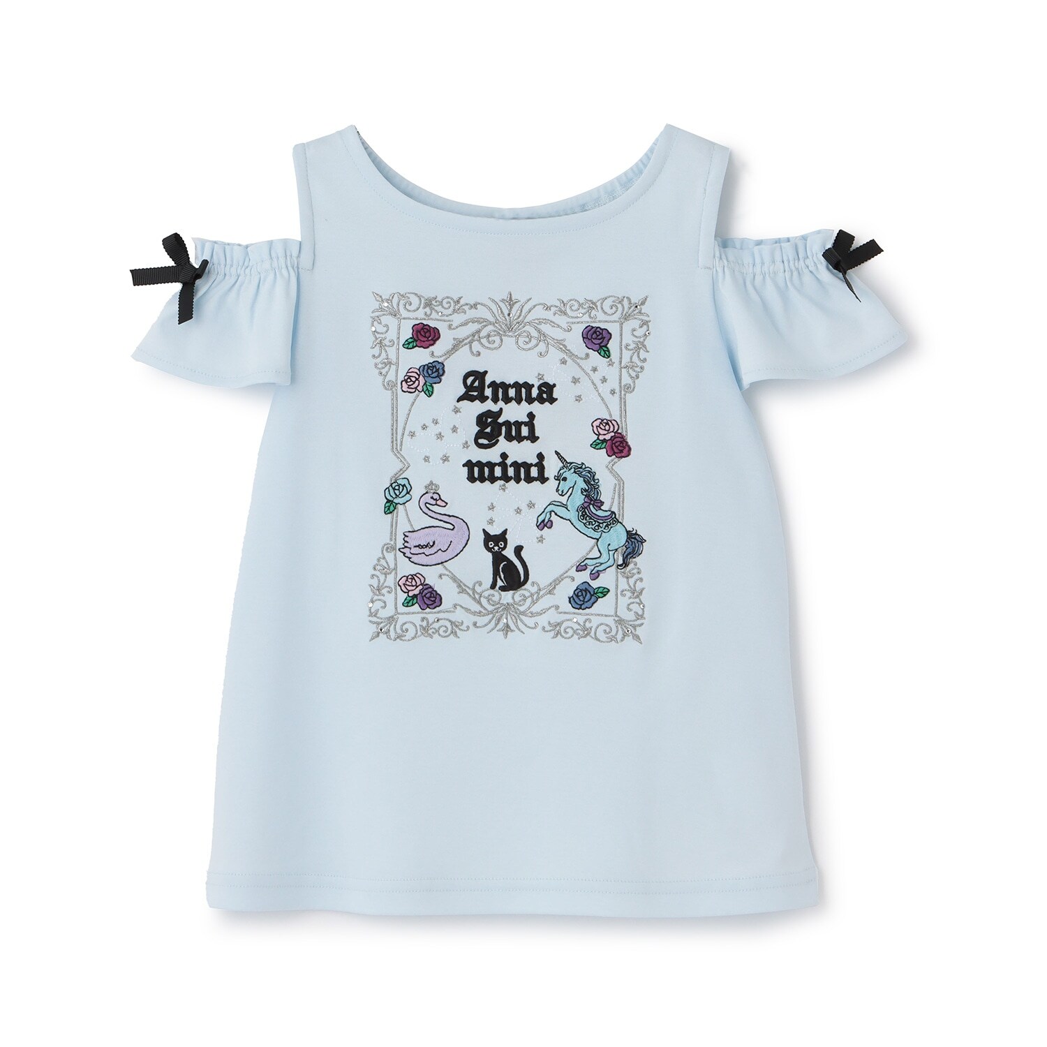 ☆彡星座刺しゅう肩開きTシャツ