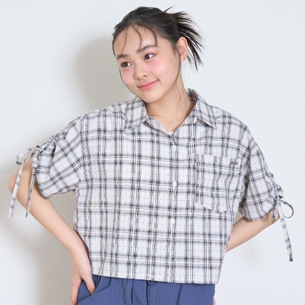 【LTXC】ドロスト半袖チェックシャツ