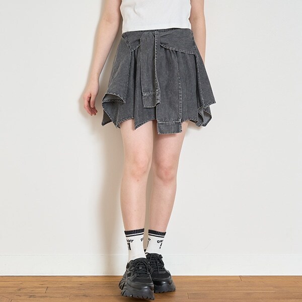 【LTXC】腰巻き風デニムキュロット