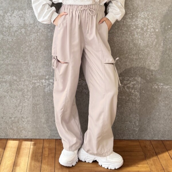 【LTXC】【吸水速乾】スリットリボンパンツ