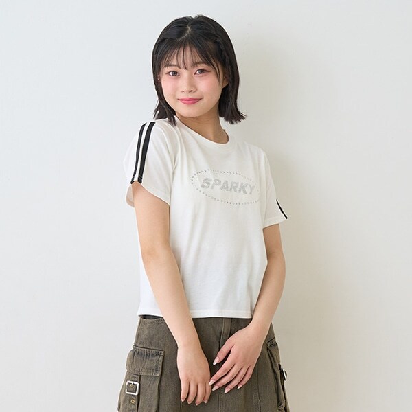 【LTXC】【吸水速乾/さらさら】ラインストーンTシャツ