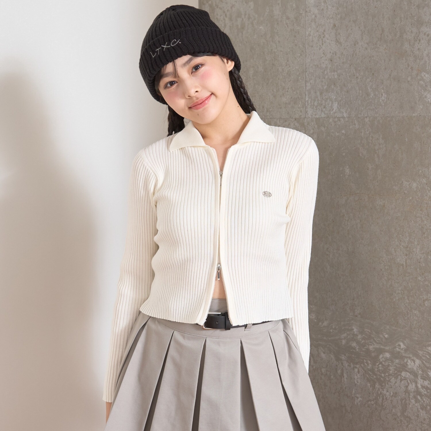【LTXC】リブWZIPカーディガン
