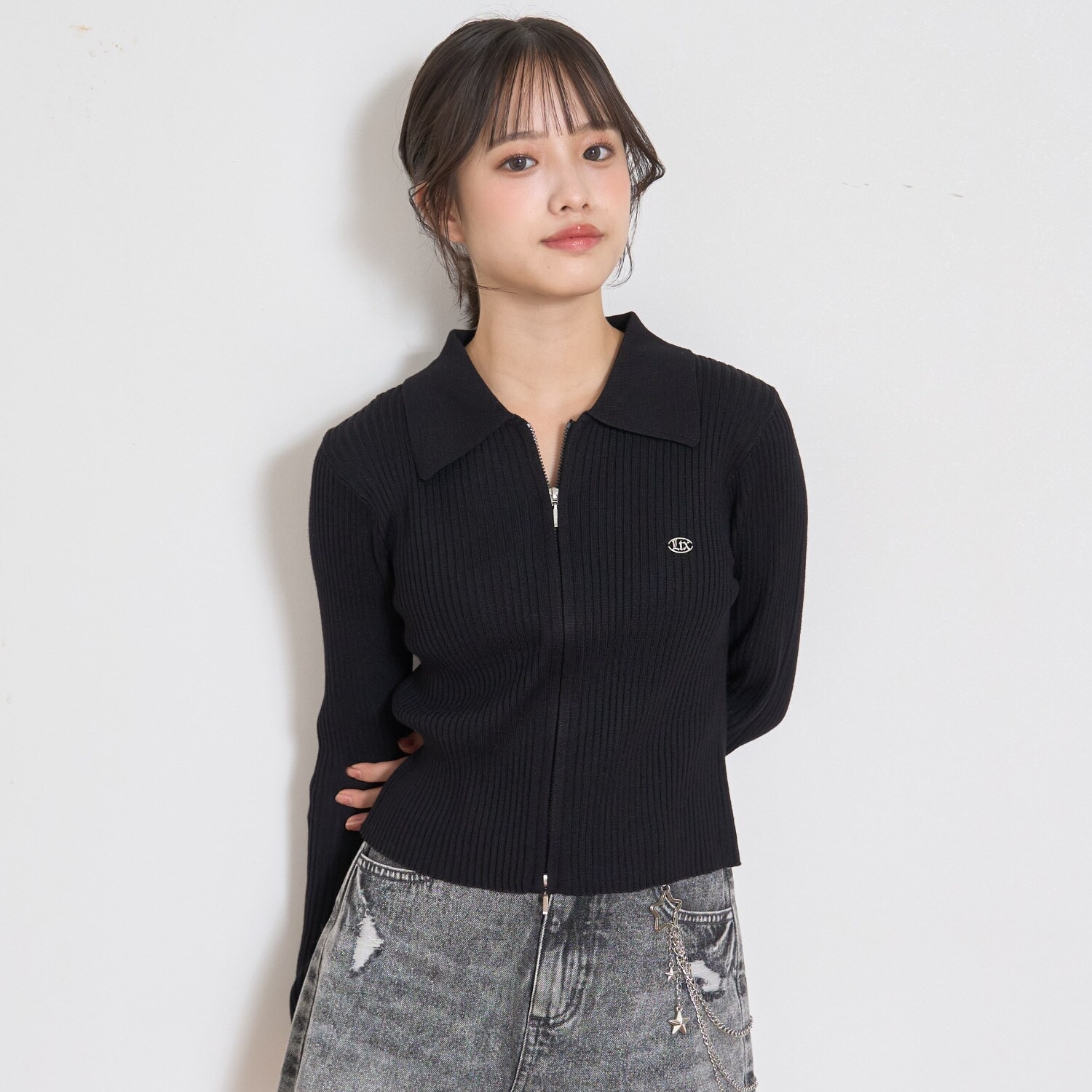 【LTXC】リブWZIPカーディガン