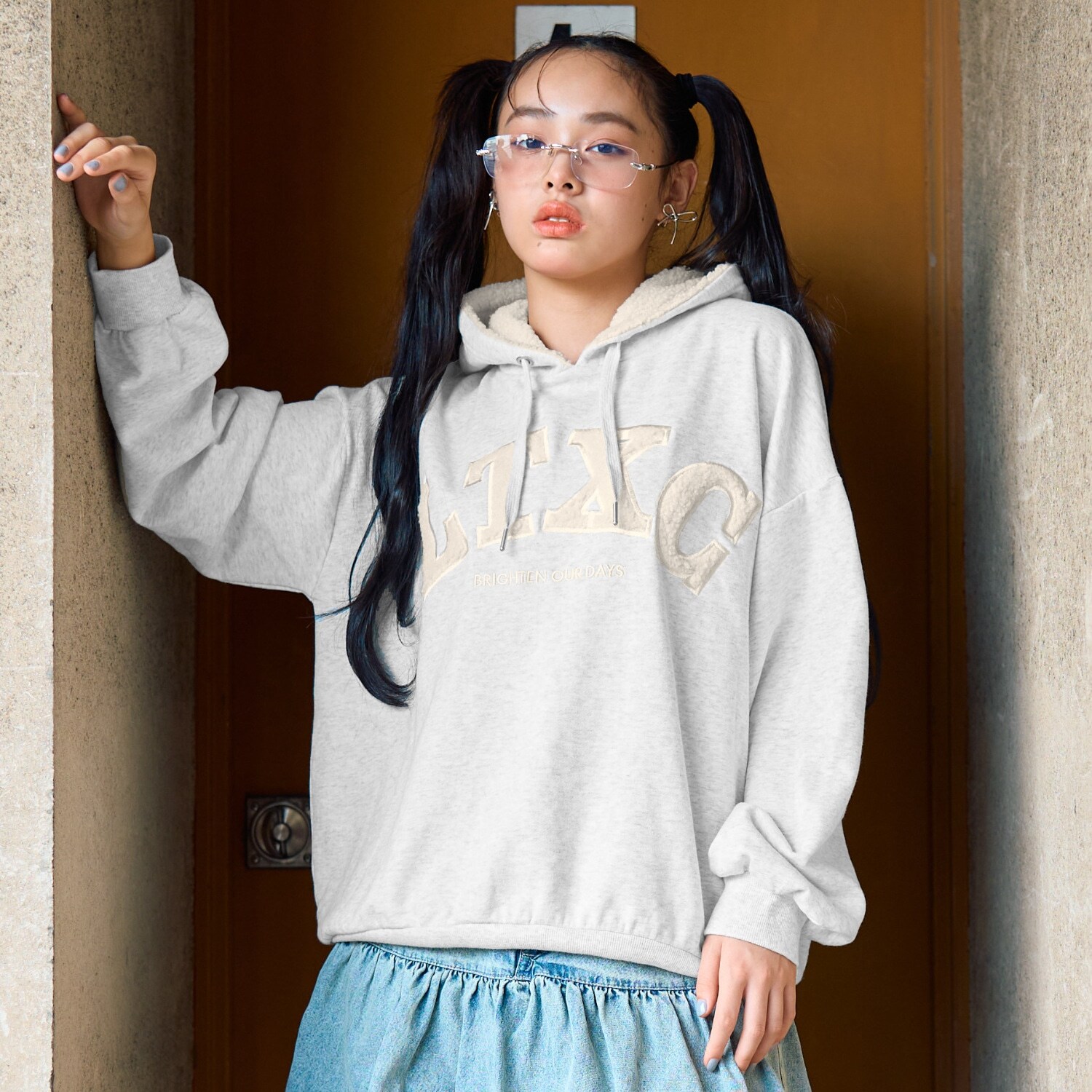 【LTXC】【綿100％】裏起毛ボアロゴパーカー