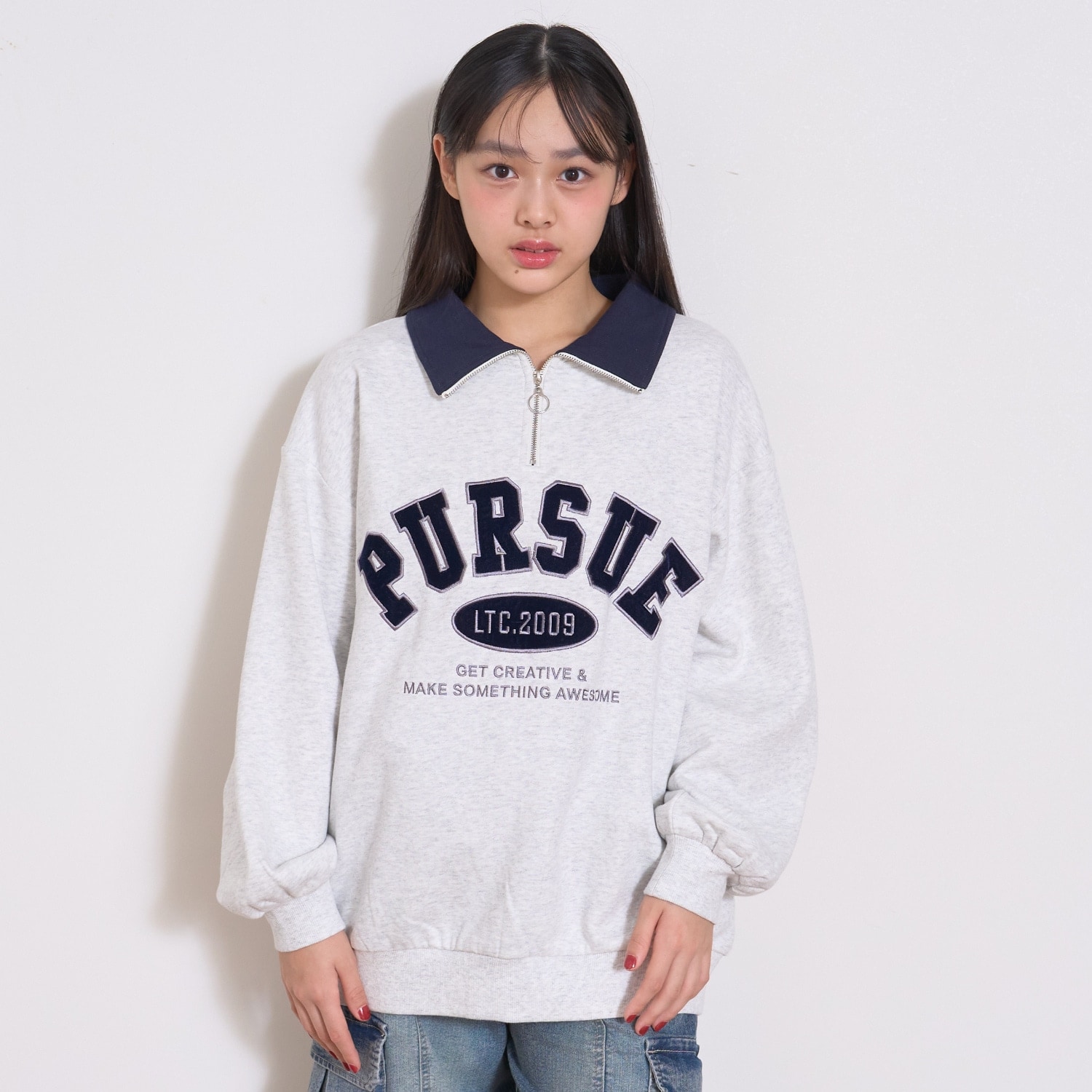 【LTXC】【綿100％】裏起毛ハーフジップスウェット