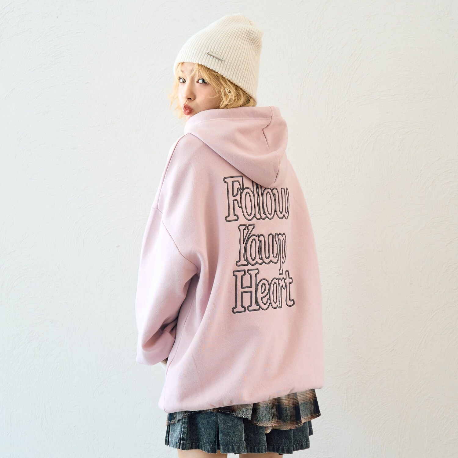 【LTXC】【綿100％】バックロゴチュニックパーカ