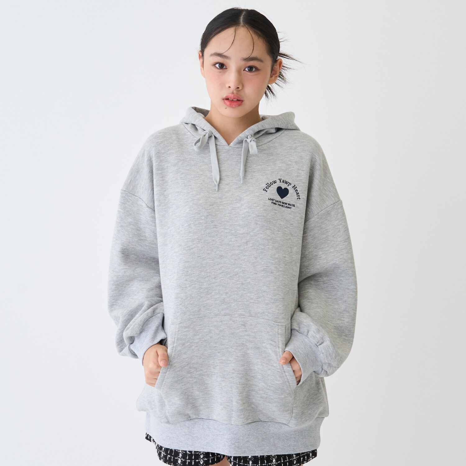 【LTXC】【綿100％】バックロゴチュニックパーカ