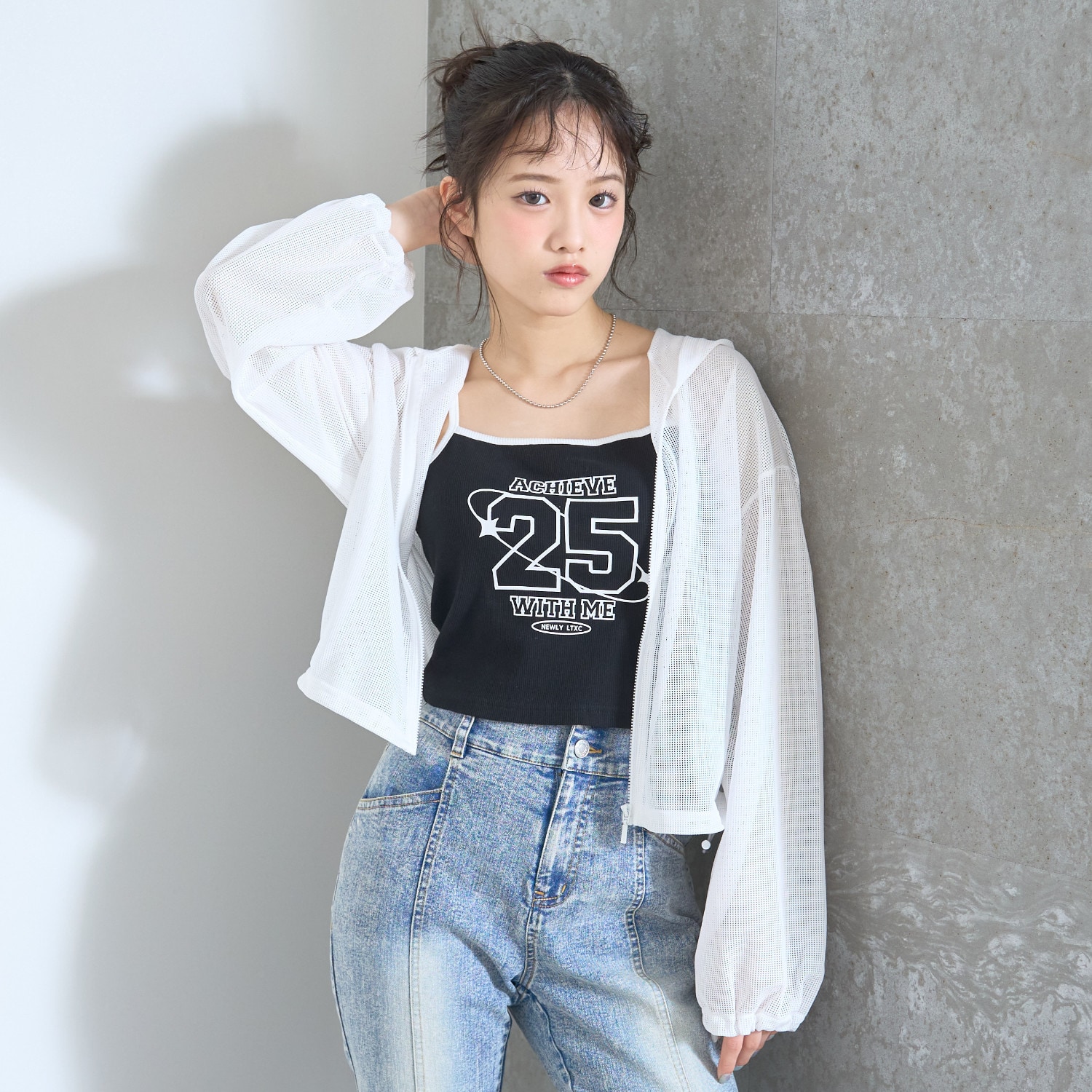 【LTXC/抗菌防臭】キャミつきメッシュパーカー