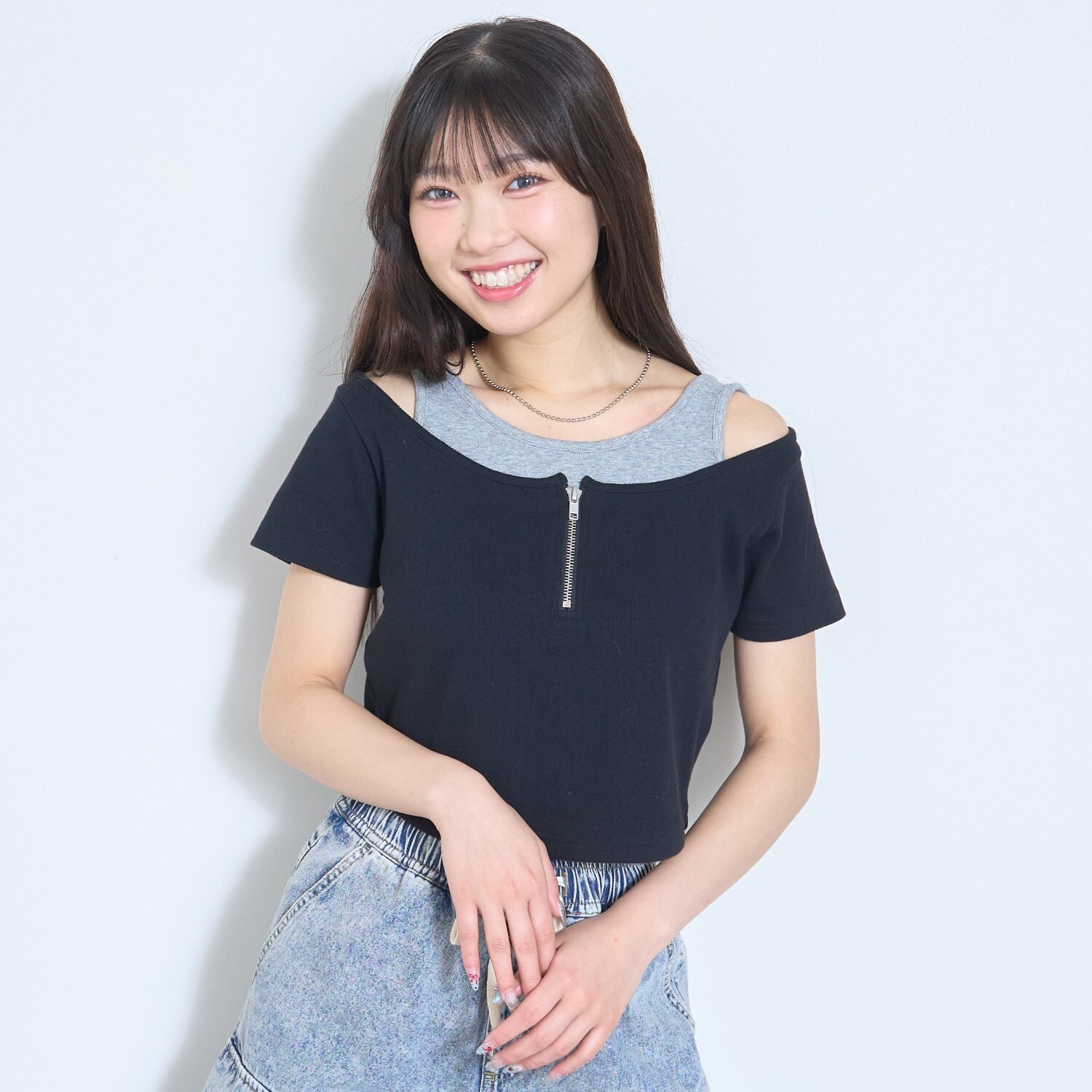 【LTXC/抗菌防臭】オフショルレイヤードテレコT