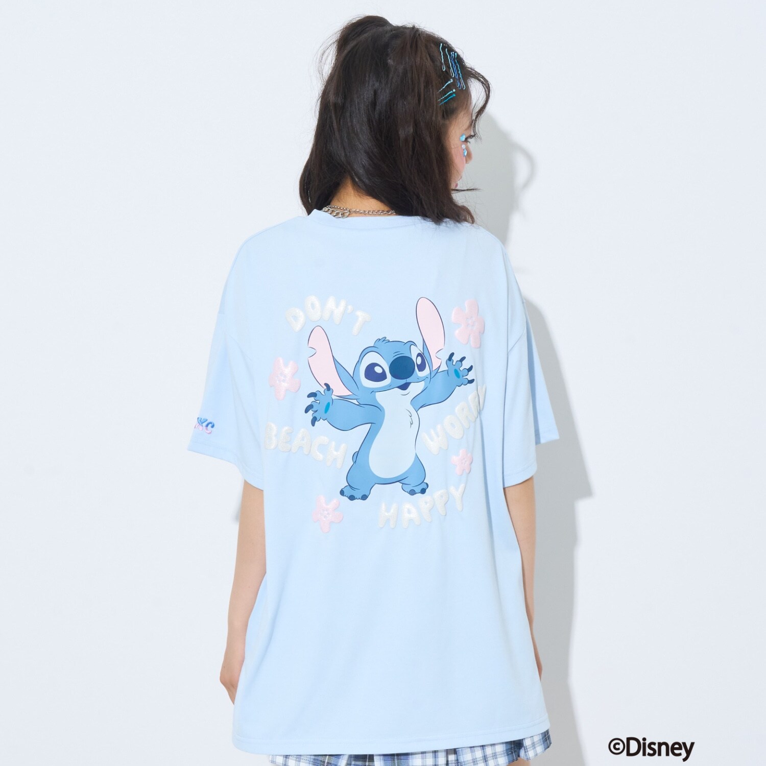 【Disney】【スティッチ】/【LTXC】【マルチ機能/接触冷感・吸水速乾・UV・遮熱】バックプリントルーズ半袖Tシャツ