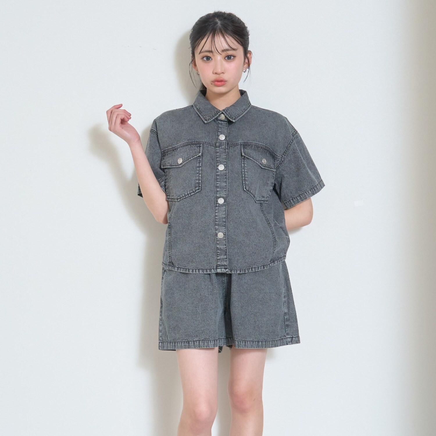 【LTXC/接触冷感】デニムシャツセットアップ