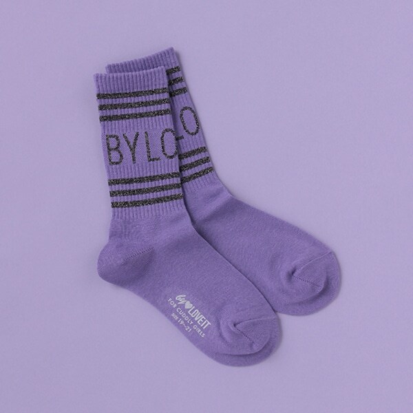 ラメロゴ×ラインクルーソックス