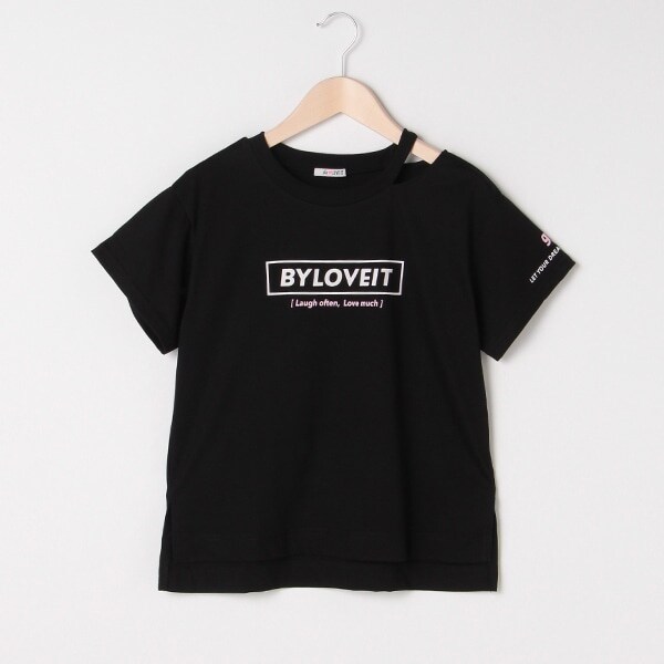 衿スリットボックスロゴTシャツ