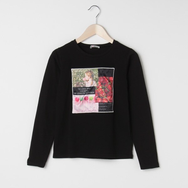 チェリー＆ガール転写プリントTシャツ