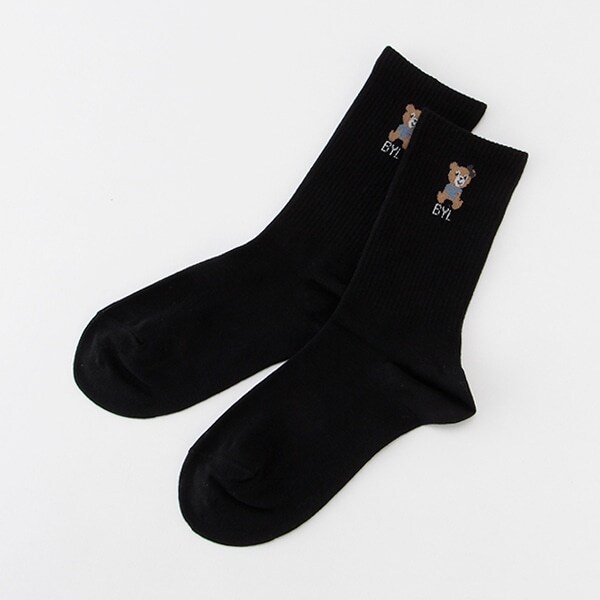 ワンポイントリブクルーソックス