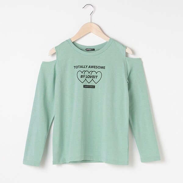 肩スリット長袖Tシャツ