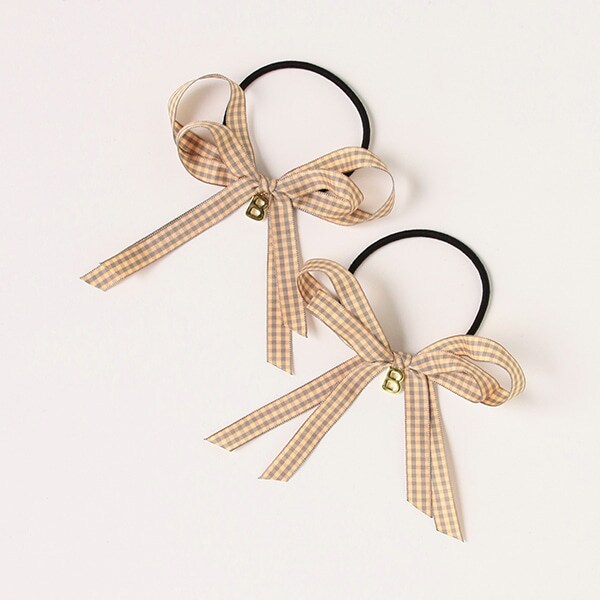 チェックリボンポニー（2個SET)【日本製】
